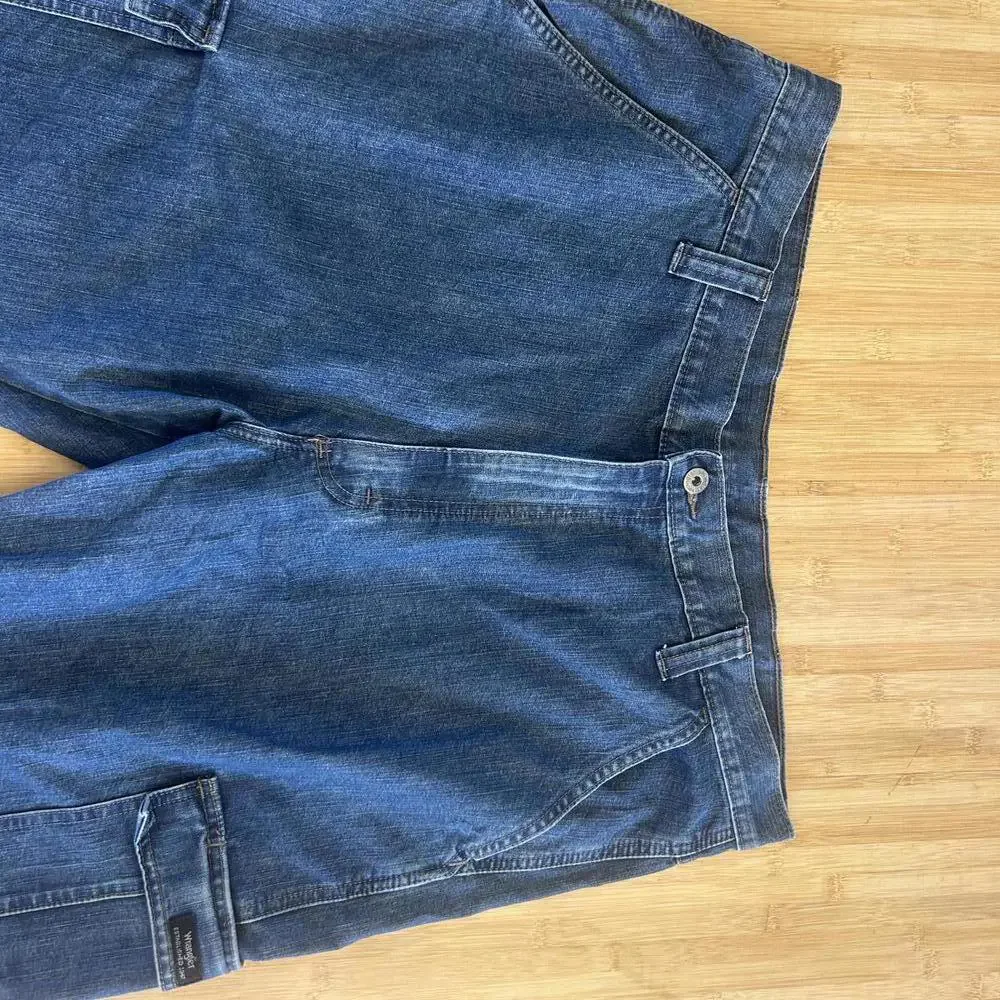 Wrangler Men’s Cargo Jeans 38x32 Wide Leg Y2K Medium Wash Denim